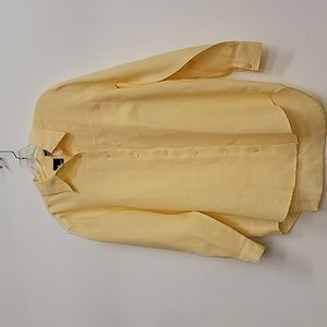 Yellow Linen Classic Button up LizSport M/L oversized